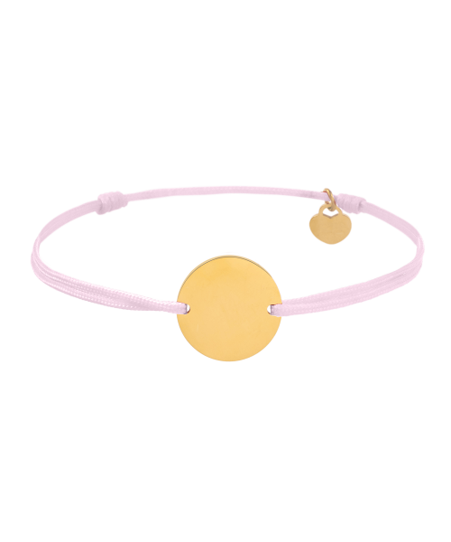 Pulsera de Disco con Cordón Fino Rosa Claro Pulsera de Disco con Cordón Fino Rosa Claro