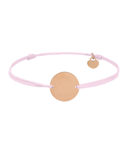 Thin Light Pink Cord Disc Bracelet