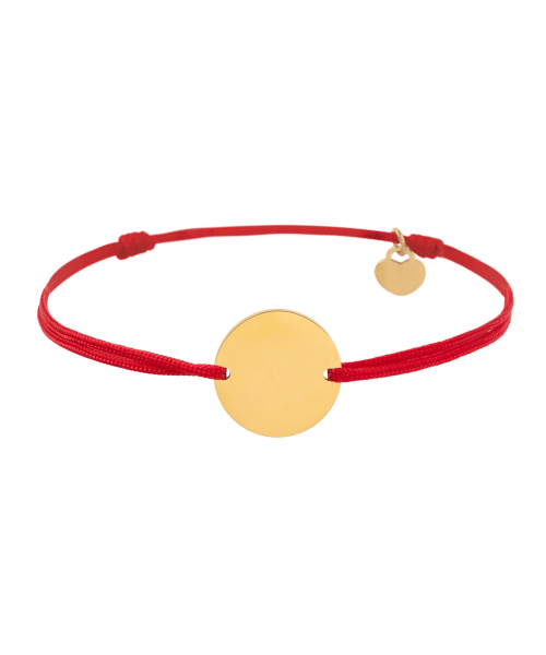 Pulsera de Disco con Cordón Rojo Fino Pulsera de Disco con Cordón Rojo Fino