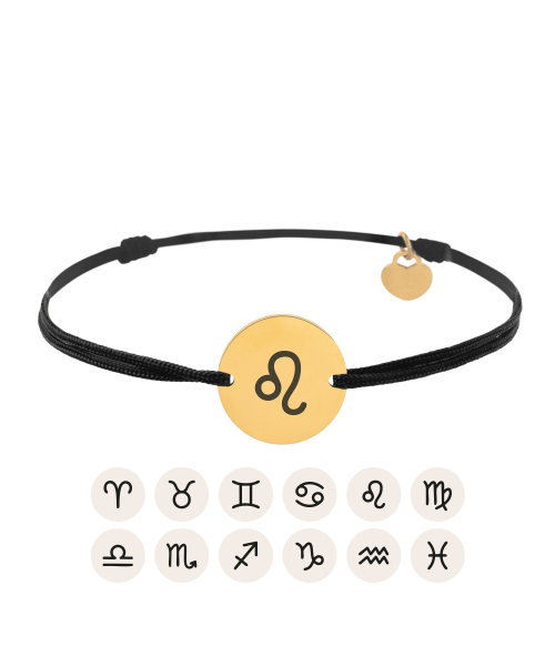 Zodiac Black Cord Disc Bracelet