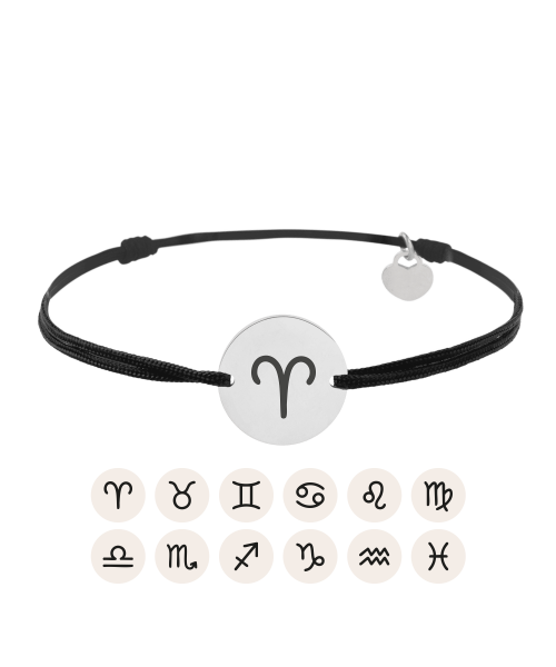 Zodiac Black Cord Disc Bracelet