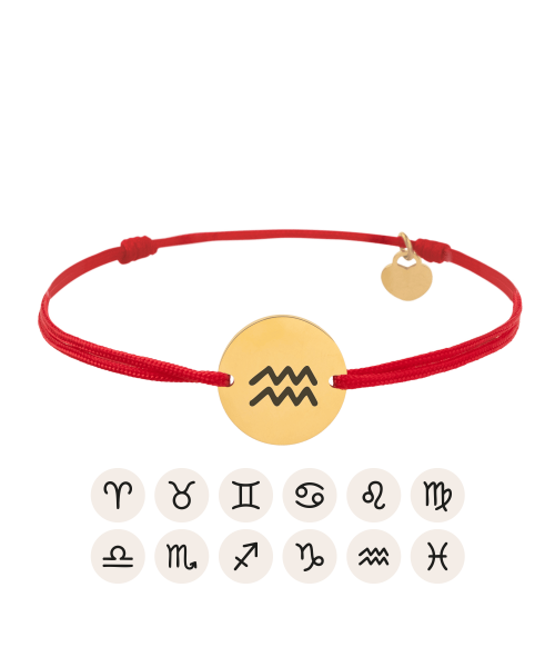 Zodiac Red Cord Disc Bracelet