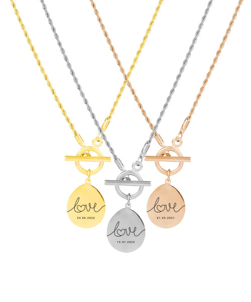 Love Teardrop Toggle Necklace