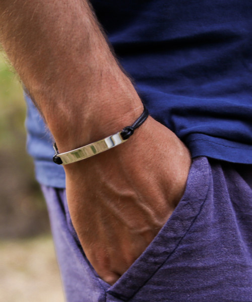 Black Cord Bar Bracelet