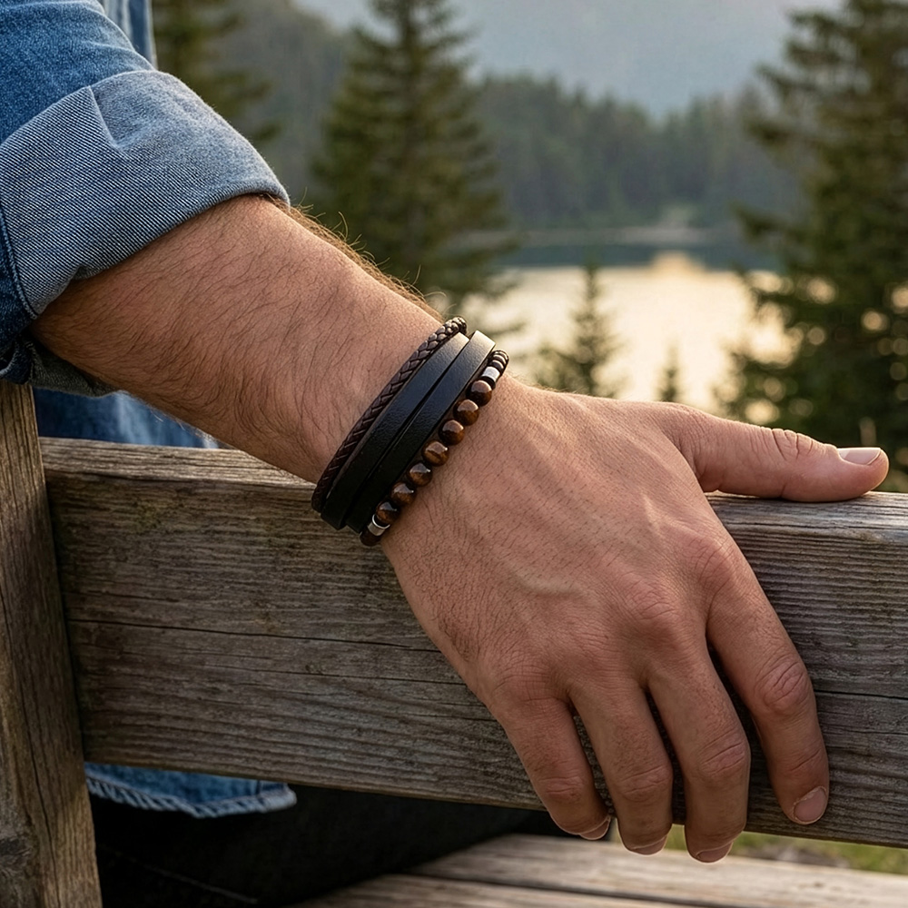 Terra Beaded Leather Bracelet